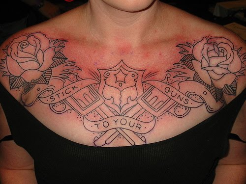 guns n roses tattoo. Guns and roses chest tattoo